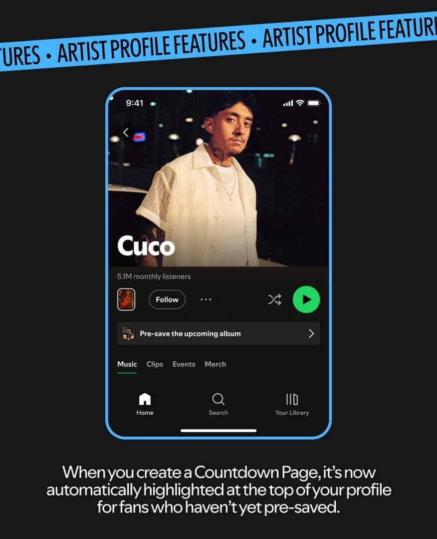 Countdown page on spotify For artist